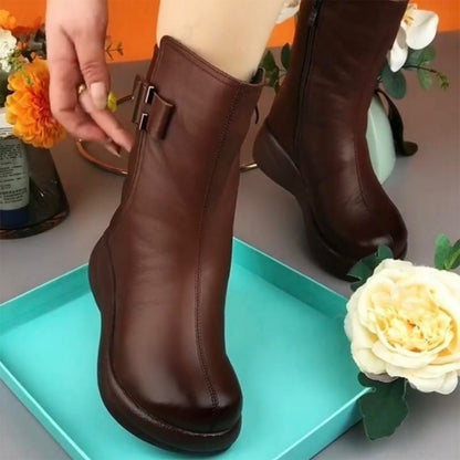 Women's Warm Zipper Mid Calf Boots