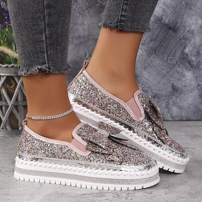 Women's Rhinestones Slip-On Bow Sneakers