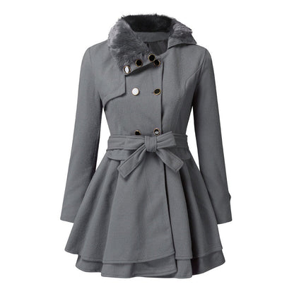 Women's Winter Double Breasted Jackets with Belt