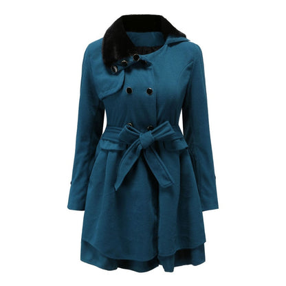 Women's Winter Double Breasted Jackets with Belt