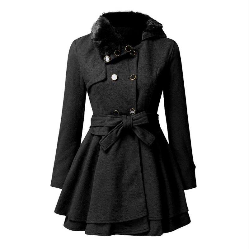 Women's Winter Double Breasted Jackets with Belt