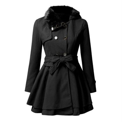 Women's Winter Double Breasted Jackets with Belt