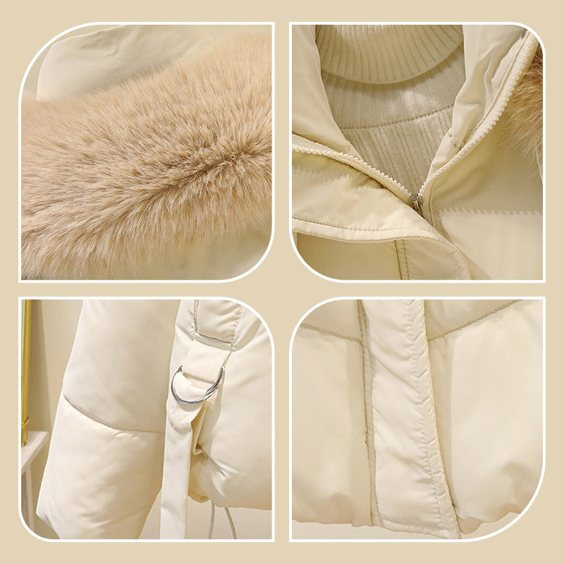 Women's Warm Full-Zip Short Jacket with Puffy Collar