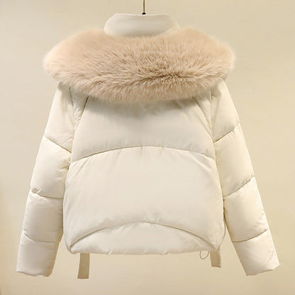 Women's Warm Full-Zip Short Jacket with Puffy Collar