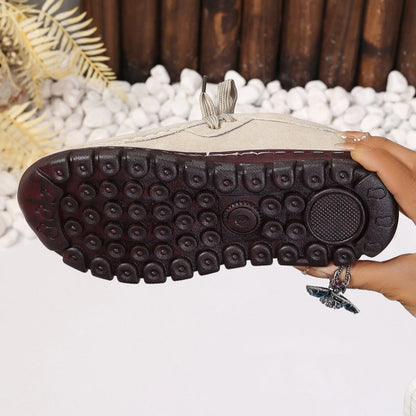 Women's Low Top Lace-up Stitching Flat Shoes