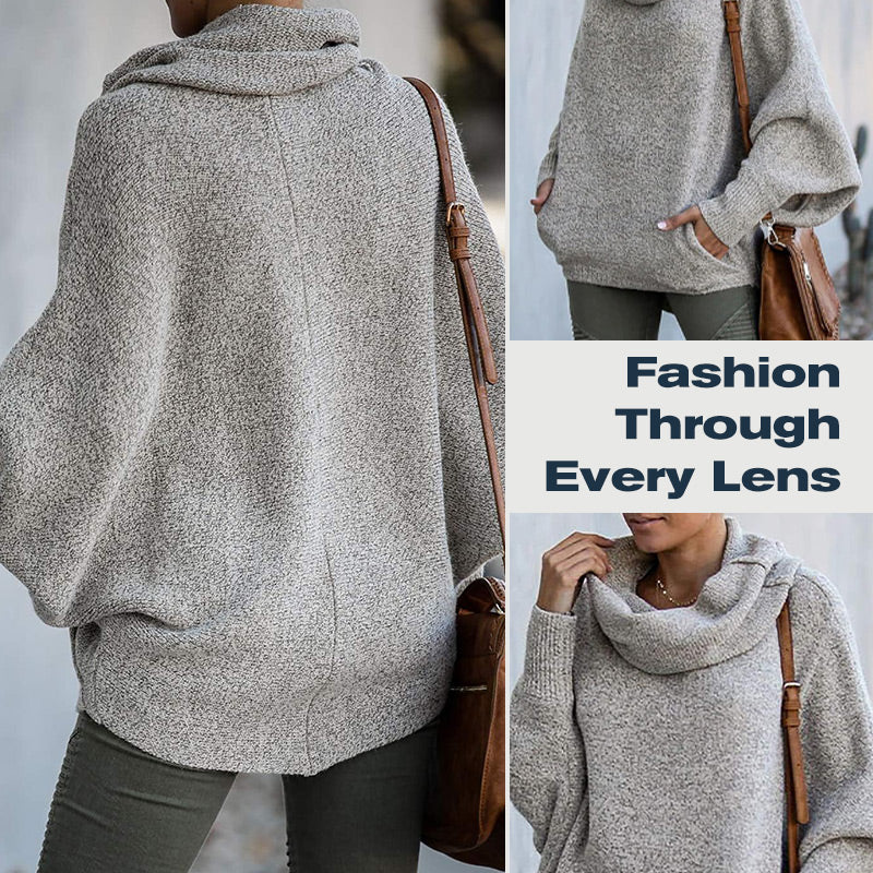 🎉HOT SALE💖Women's Batwing Cowl Neck Sweater with Pockets