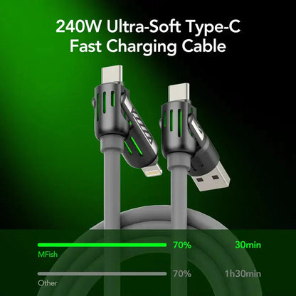 🔥4-in-1 USB Charging Cable mFish fast charging MAX 240W