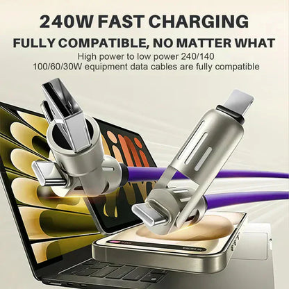 🔥4-in-1 USB Charging Cable mFish fast charging MAX 240W