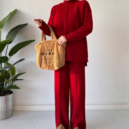 🔥2025 HOT SALE🔥 Women's Solid Color Knit Top & Pants ( 2 Piece Set)
