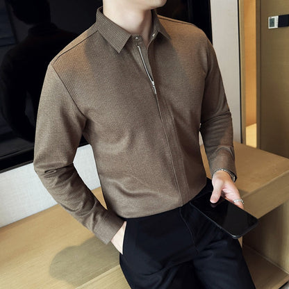 Men's Casual Solid Color Lapel Top — 🎉happy new year 50% off❄️