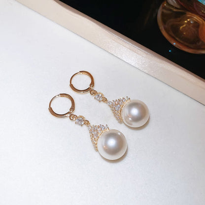 Vintage Elegant Zirconia Imitation Pearl Necklace & Earrings