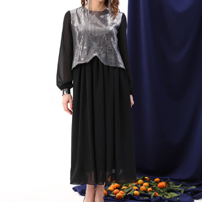 Women's Elegant Sequins Chiffon Dress