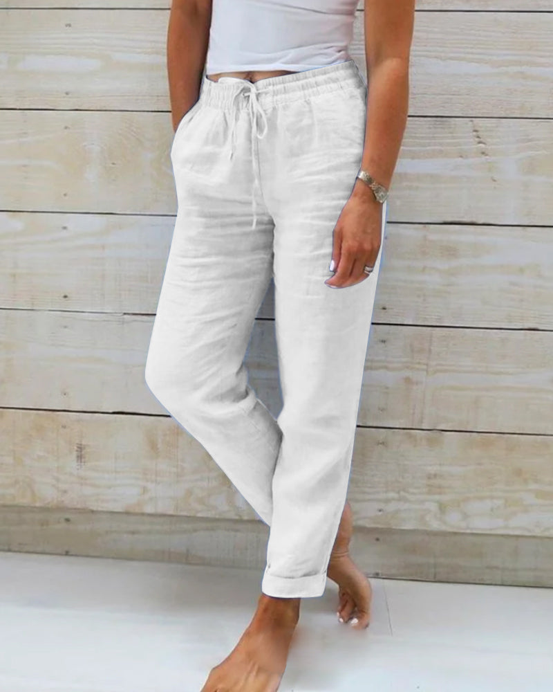 Women's  Elastic Waist Cotton Linen Wide Leg Pants🥰Buy 2 free shipping