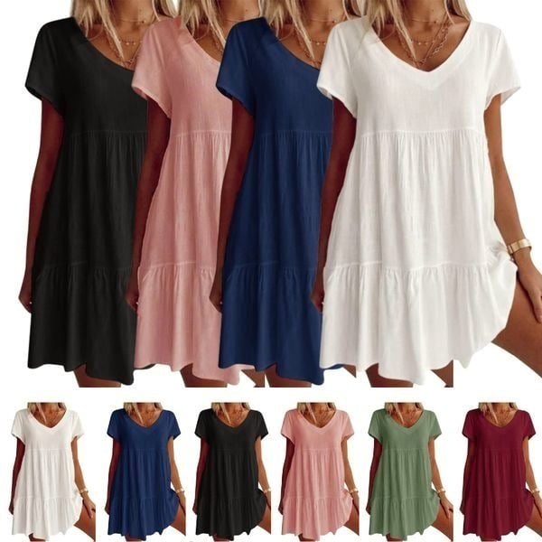 🎉Limited Sale 50% OFF⏳💝Women‘s V-neck Casual Dress With Short Sleeves