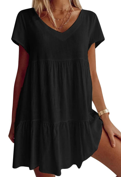 🎉Limited Sale 50% OFF⏳💝Women‘s V-neck Casual Dress With Short Sleeves