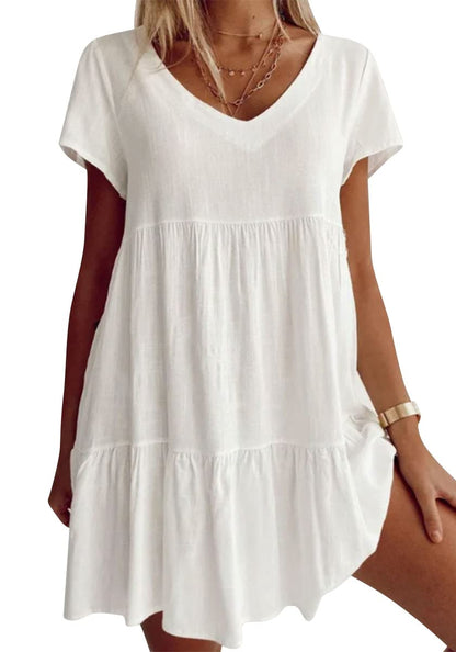 🎉Limited Sale 50% OFF⏳💝Women‘s V-neck Casual Dress With Short Sleeves