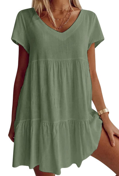 🎉Limited Sale 50% OFF⏳💝Women‘s V-neck Casual Dress With Short Sleeves