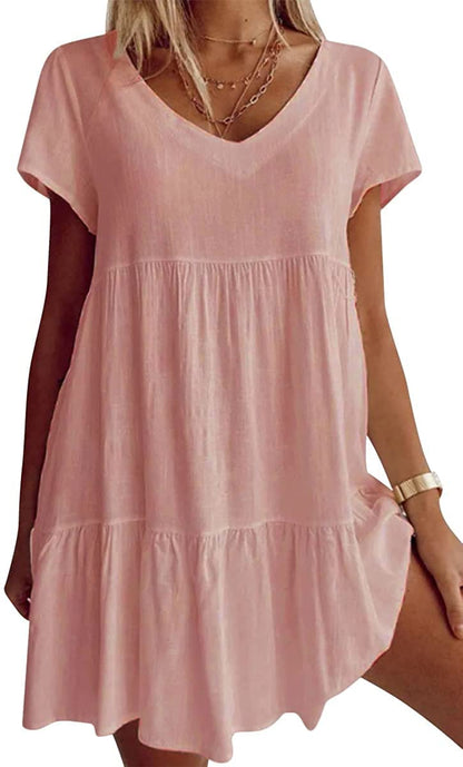 🎉Limited Sale 50% OFF⏳💝Women‘s V-neck Casual Dress With Short Sleeves