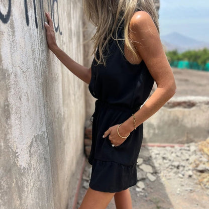 Women’s Belted Button-Down Rompers with Pockets