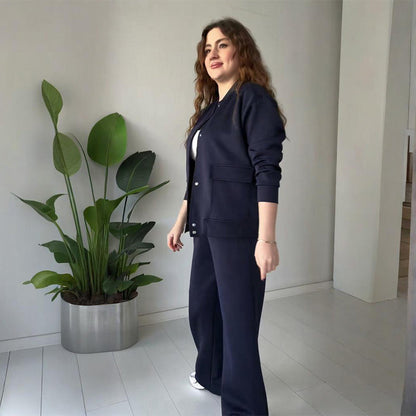 Women’s Casual Button-Down Sweatsuits with Pockets