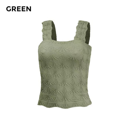 🎁50% OFF!🎁🌸 Women's Wide Strap Square Neck Short Flower Sports Tank Top – Comfort Meets Style! ✨