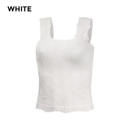 🎁50% OFF!🎁🌸 Women's Wide Strap Square Neck Short Flower Sports Tank Top – Comfort Meets Style! ✨