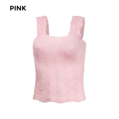 🎁50% OFF!🎁🌸 Women's Wide Strap Square Neck Short Flower Sports Tank Top – Comfort Meets Style! ✨