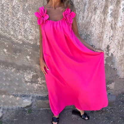 Women’s Elegant Floral Strap Maxi Dress