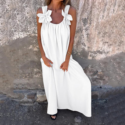Women’s Elegant Floral Strap Maxi Dress