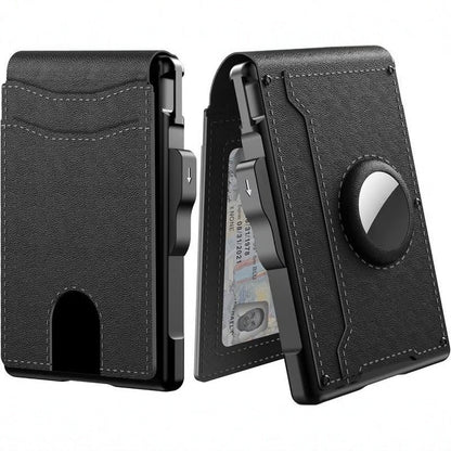 🔥Wallet for Men - with Pop Up Aluminum Case Money Clip Slim Leather Slots Credit Card Holder RFID Blocking Bifold Minimalist Wallet