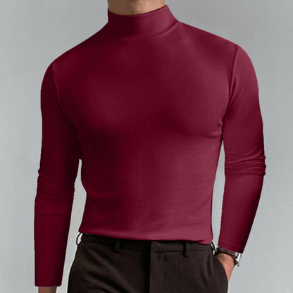 🔥 Men's High Neck Slim Fit T-Shirt - Stretchy & Breathable for Gym or Casual, Modern Style & Comfort 🏃‍♂️📦