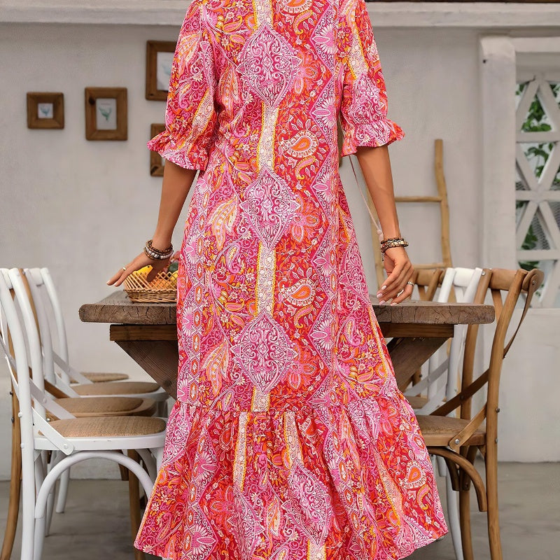 ⏳Limited-time 49% off⏰V-Neck Bohemian Side Split Flowy Dress👗