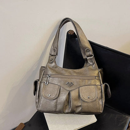 Women's Soft PU Leather Multi-Pocket Tote Bag