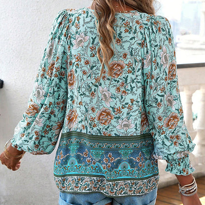 💖LAST DAY SALE 50% OFF💖Women's Fashion Printed v-Neck Long Sleeve Shirt