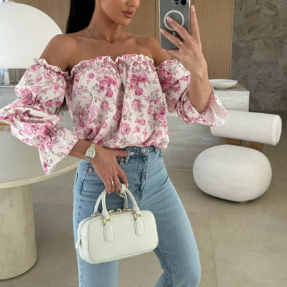 🌸Spring Specials🌸Floral Print Smocked Off-the-Shoulder Top
