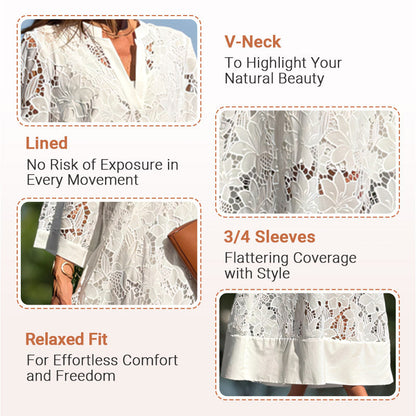 🎉Hot Sale 49% OFF🍃Women's V-Neck Lace Midi Dress