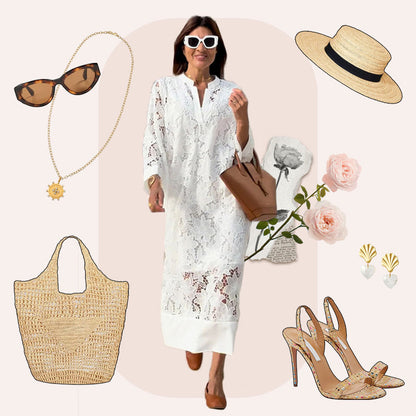 🎉Hot Sale 49% OFF🍃Women's V-Neck Lace Midi Dress