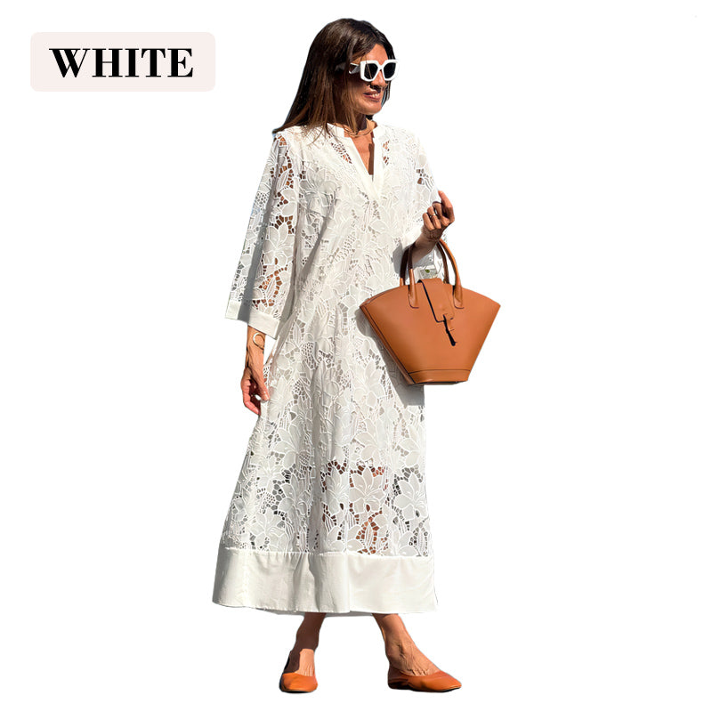 🎉Hot Sale 49% OFF🍃Women's V-Neck Lace Midi Dress