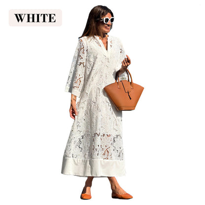 🎉Hot Sale 49% OFF🍃Women's V-Neck Lace Midi Dress