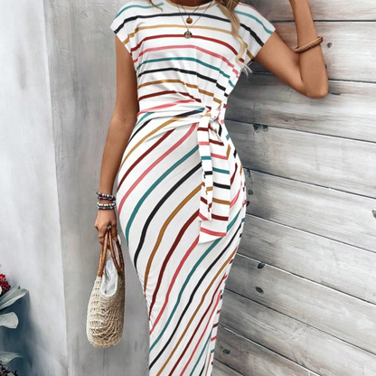 Women's Striped Tie Waist Dress