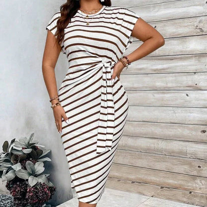 Women's Striped Tie Waist Dress