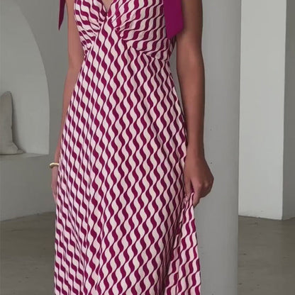 Women's Casual V-Neck Sleeveless Printed Dress