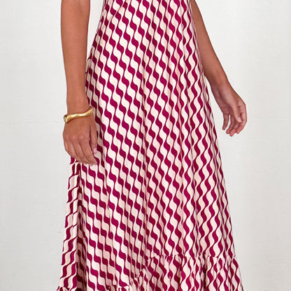 Women's Casual V-Neck Sleeveless Printed Dress