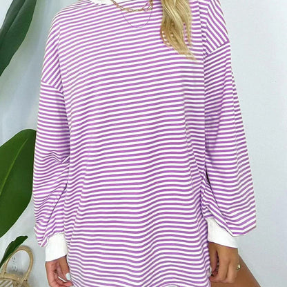 Women's Oversized Striped Crewneck Pullover