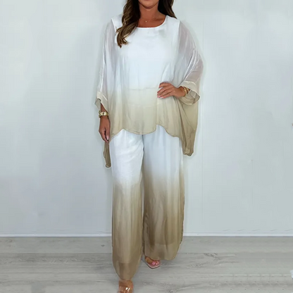 Mesh Mix Dip Dye Loose Flowy Top & Trouser Set