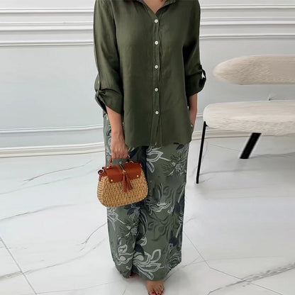 💕Limited Sale 50% OFF💕Women's Fashion Loose Cardigan Shirt & High Waist Pants Two Piece Set