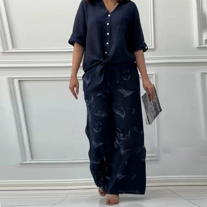 💕Limited Sale 50% OFF💕Women's Fashion Loose Cardigan Shirt & High Waist Pants Two Piece Set