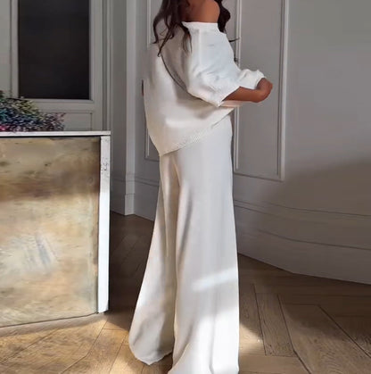 ⏳ Limited time 56% off! 💥 Casual One Shoulder Top & Pants Two Piece Set for Women（The more you buy, the higher the discount）