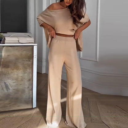 ⏳ Limited time 56% off! 💥 Casual One Shoulder Top & Pants Two Piece Set for Women（The more you buy, the higher the discount）