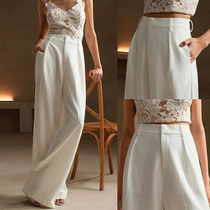 Women’s High Waist Wide-Leg Pants with Pockets